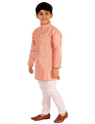 Pro Ethic Boys Kurta Pajama Set Cotton Solid Design Orange (S-171)
