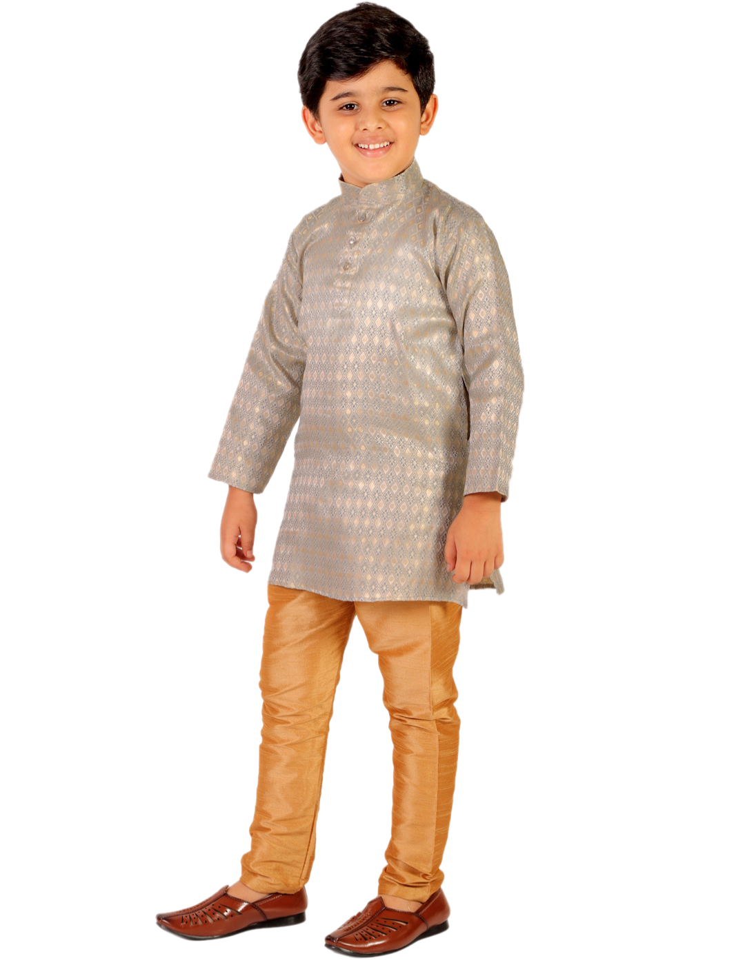 Pro Ethic Boys Kurta Pajama Set Silk Emblished Design Grey (S-170)