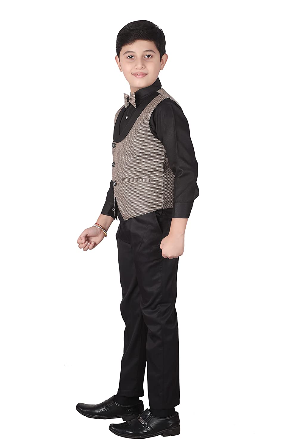 Pro Ethic Three Piece Suit For Boys Cotton Beige Floral Print T-120