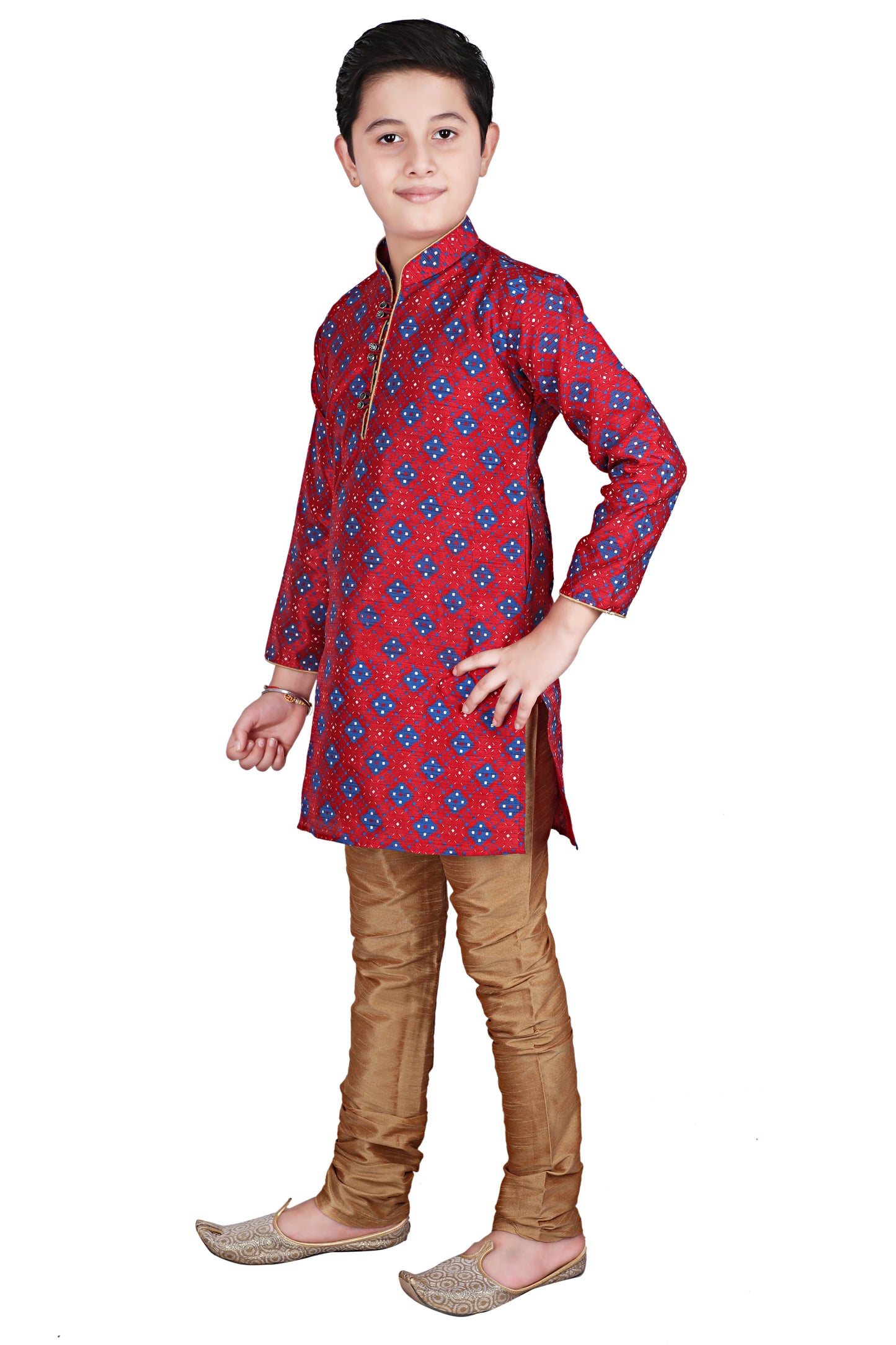 Pro Ethic Kids Kurta Pajama Set Silk Maroon s-149