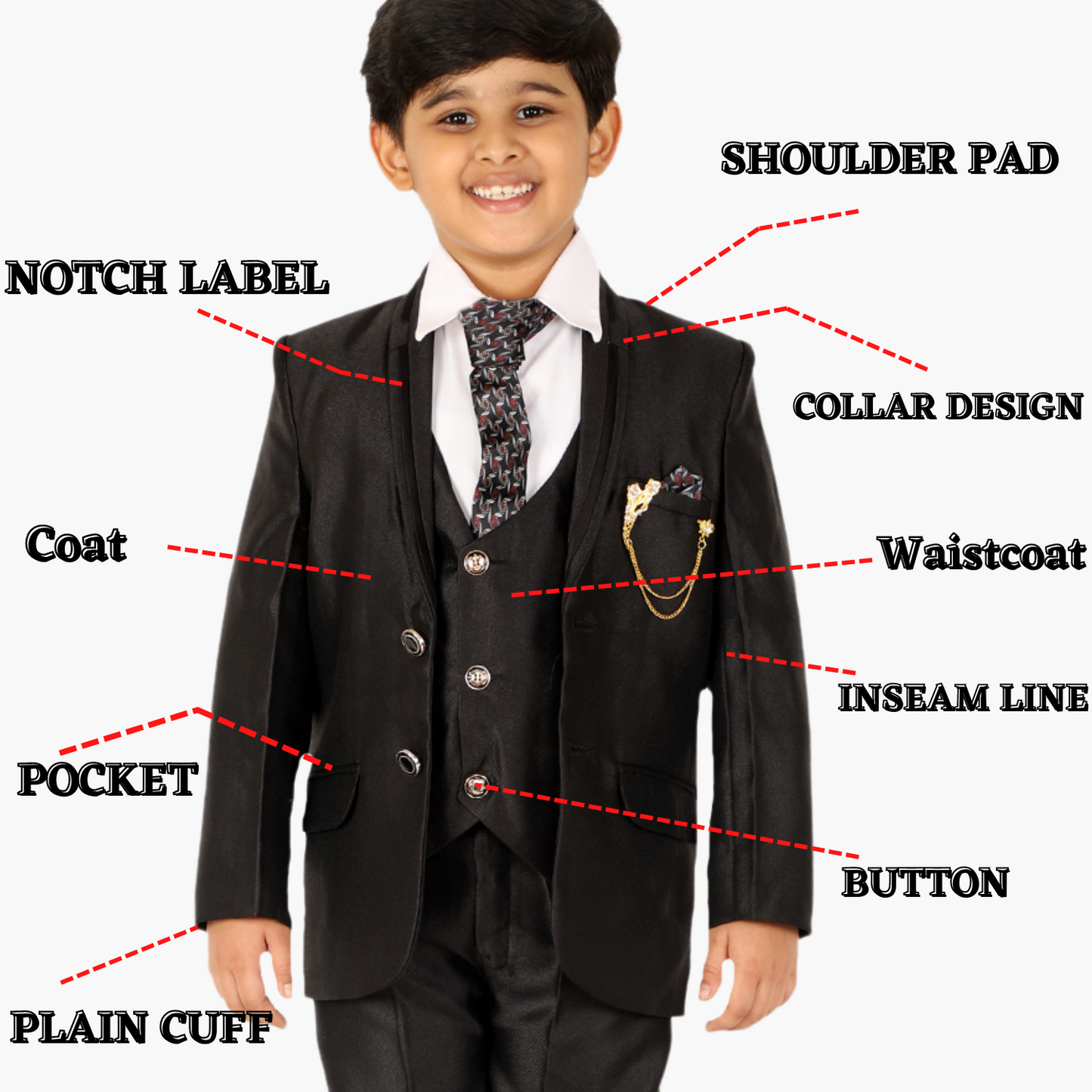 Pro Ethic Five Piece Suit For Boys Black T-127