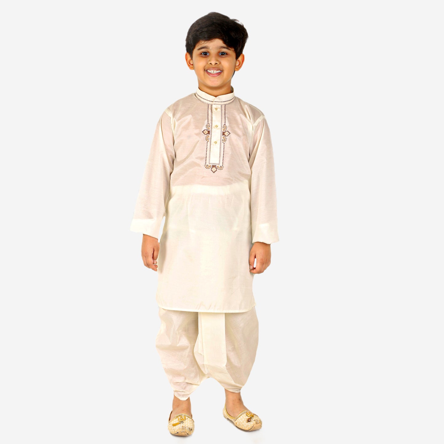 Pro Ethic Dhoti Kurta For Boys Silk Embroidery Cream (S-208)