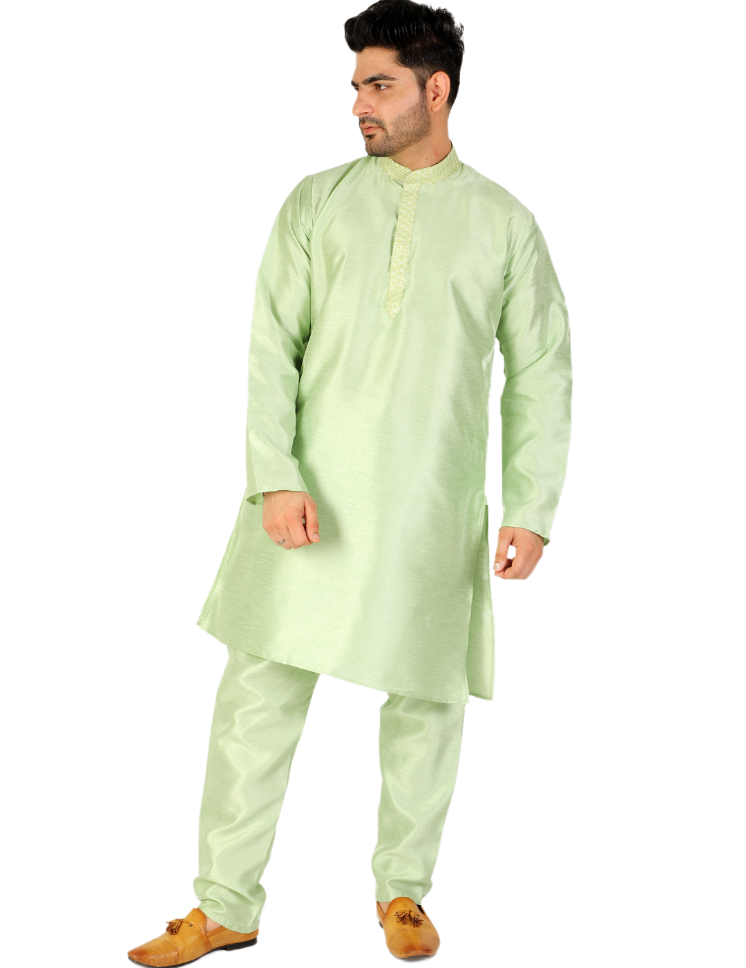 Pro Ethic Green Men's Kurta Pajama Set Silk (A-104)