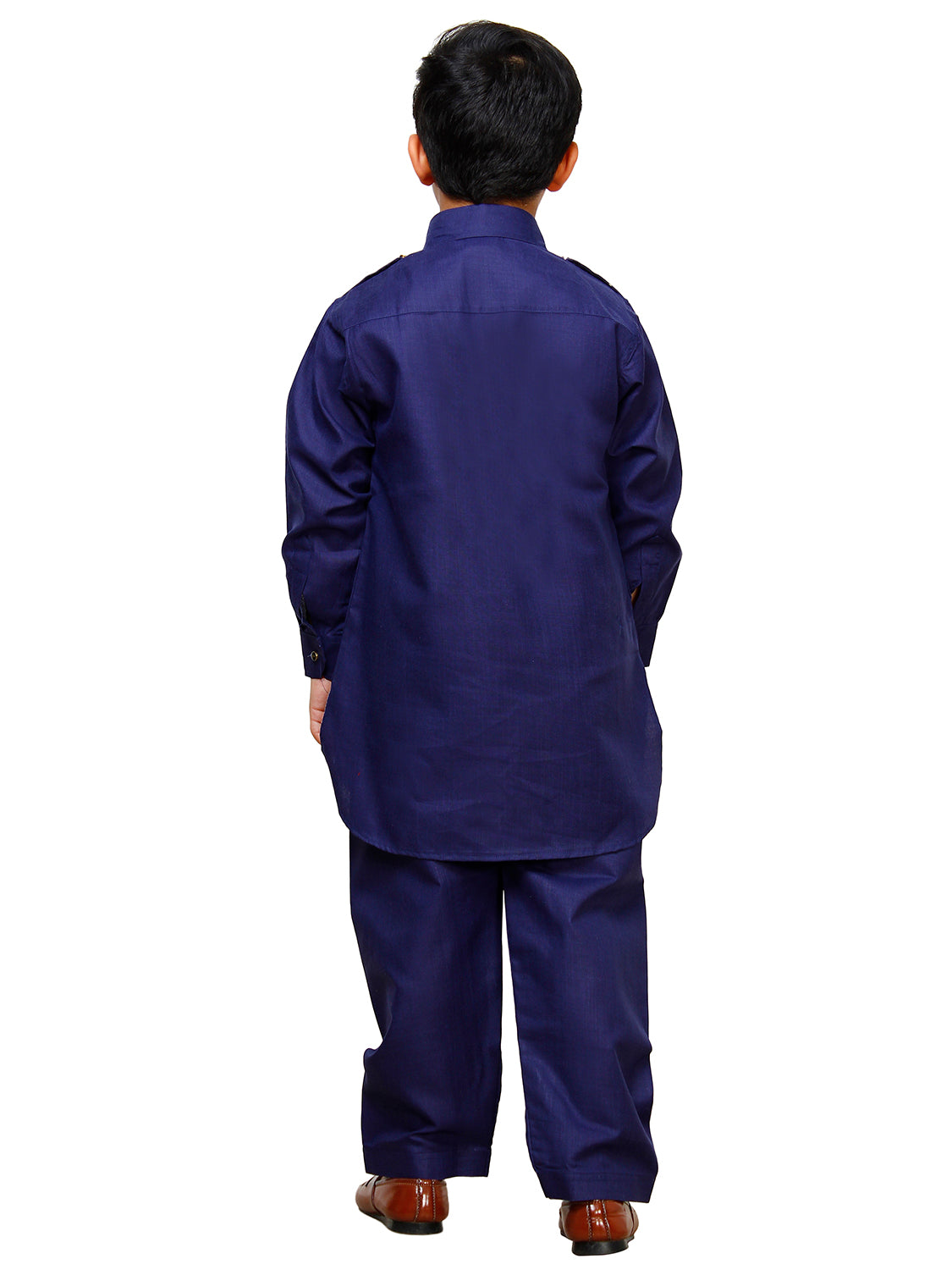 Pro Ethic Father Son Same Dress Kurta Pajama Set Cotton Navy Blue B-116