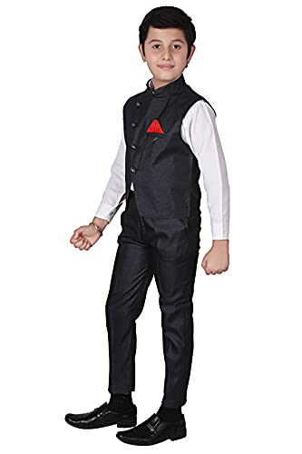 Pro Ethic Three Piece Suit For Boys Cotton Navy Blue Floral Print T-119