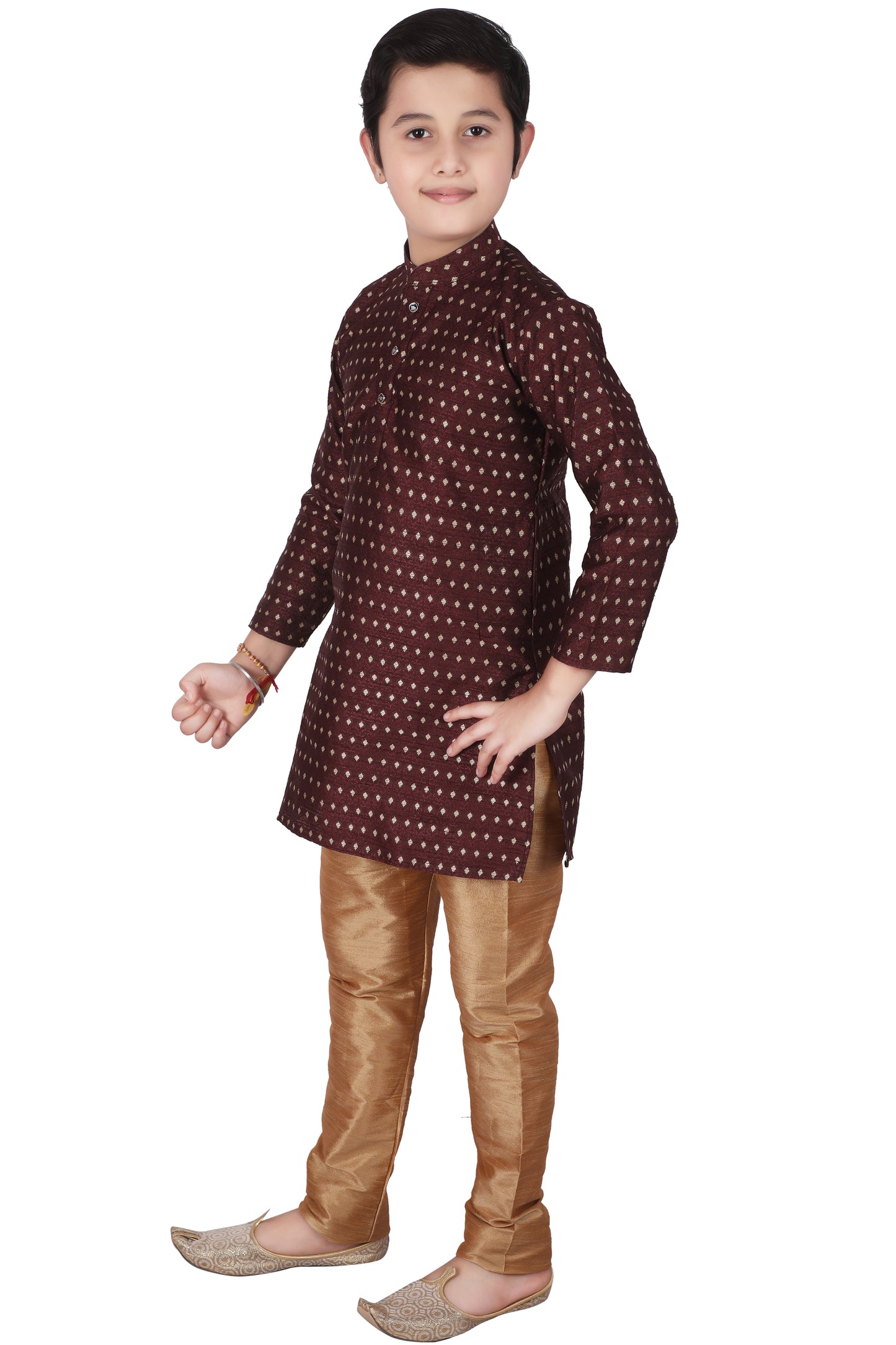 Pro Ethic Kids Kurta Pajama Set Silk Maroon s-146