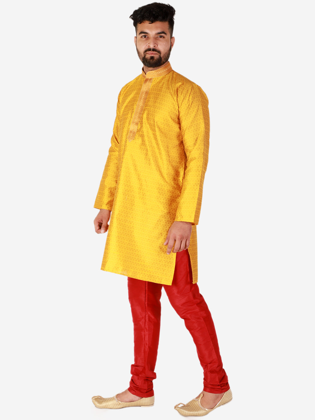 Pro Ethic Mustard Men's Kurta Pajama Silk Self Design (B-101)