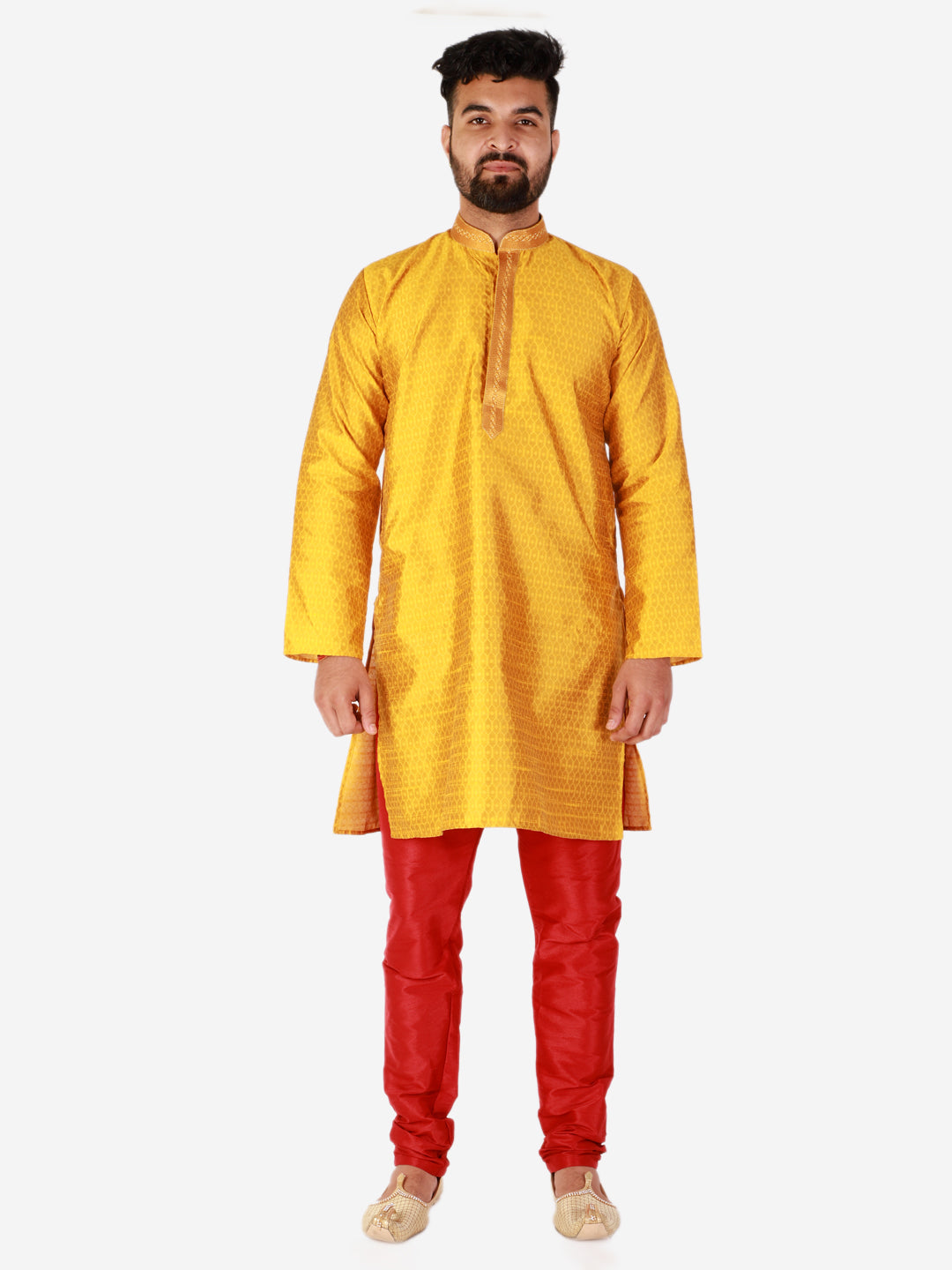 Pro Ethic Mustard Men's Kurta Pajama Silk Self Design (B-101)