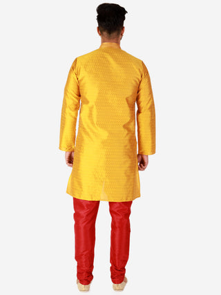 Pro Ethic Mustard Men's Kurta Pajama Silk Self Design (B-101)