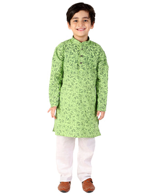 Pro Ethic Boys Green Kurta Pajama Floral Printed (S-158)
