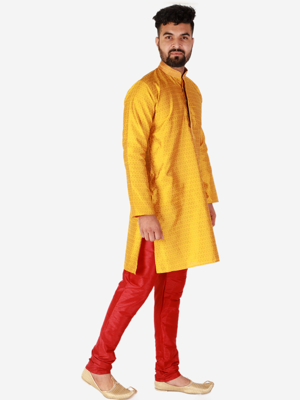 Pro Ethic Mustard Men's Kurta Pajama Silk Self Design (B-101)