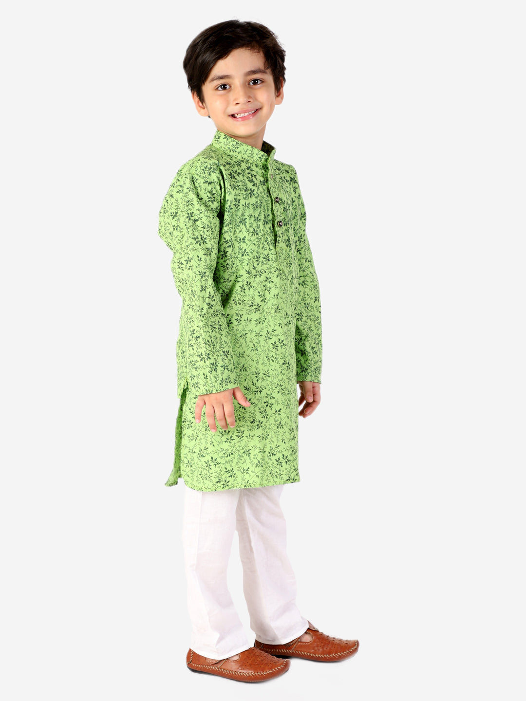 Pro Ethic Boys Green Kurta Pajama Floral Printed (S-158)