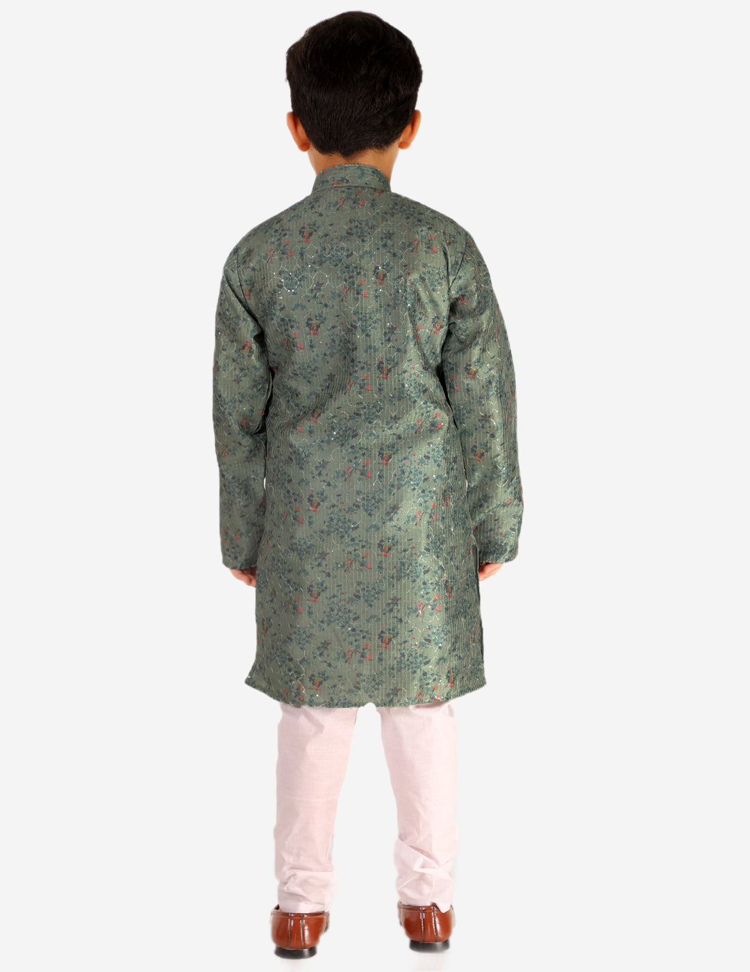 Pro Ethic Boys Kurta Pajama Set Silk Embellished Design Green (S-172)