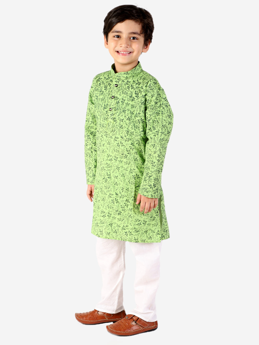 Pro Ethic Boys Green Kurta Pajama Floral Printed (S-158)