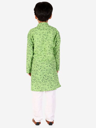 Pro Ethic Boys Green Kurta Pajama Floral Printed (S-158)