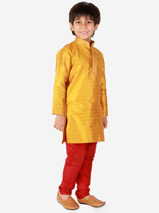 Pro Ethic Silk Kurta Pajama For Boys Mustard Self design S-156