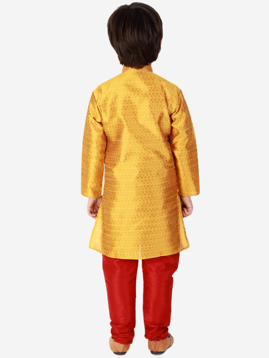 Pro Ethic Silk Kurta Pajama For Boys Mustard Self design S-156