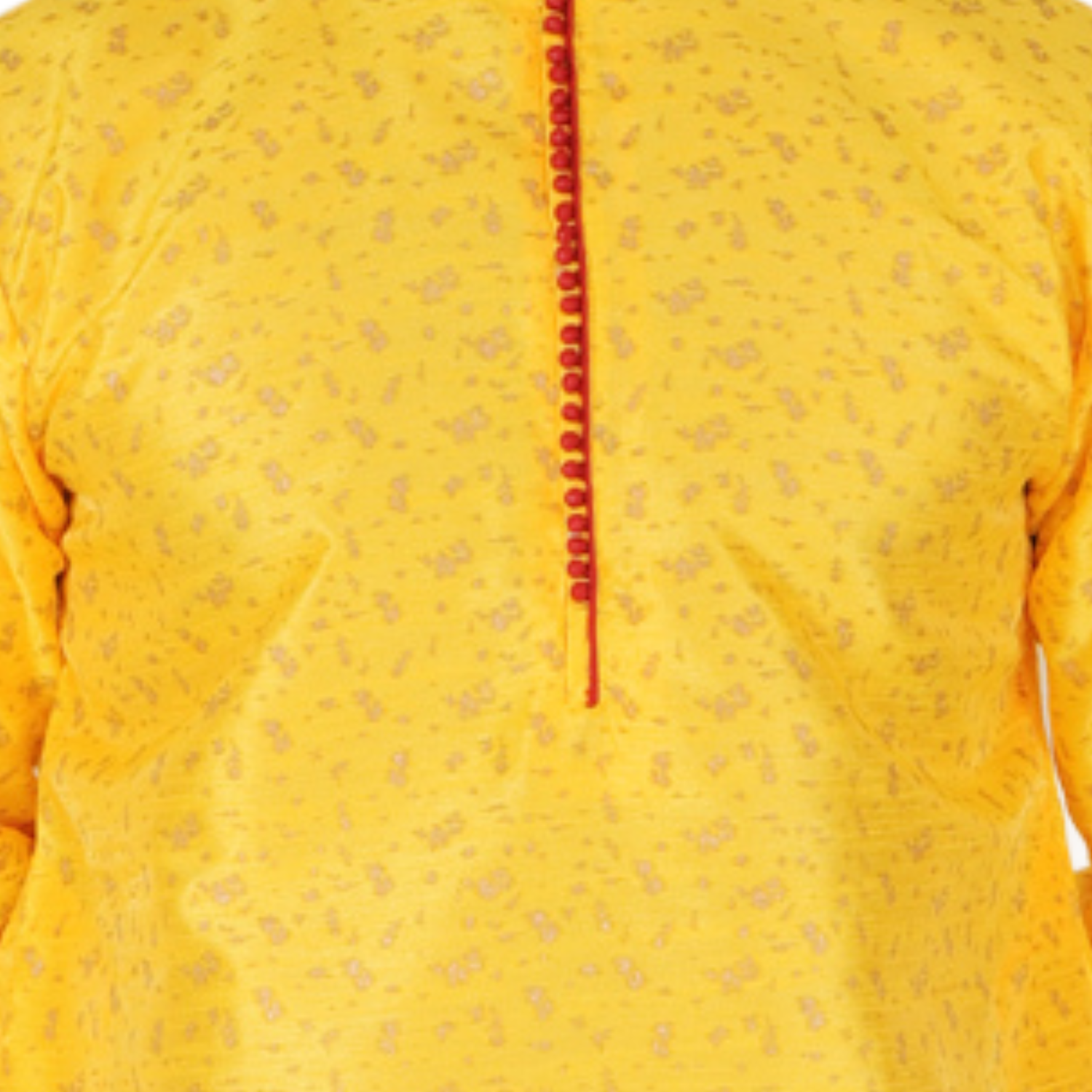 Pro-Ethic Men's Kurta Pajama Silk | Mandarin Collar | Floral Print | Yellow (A-111)