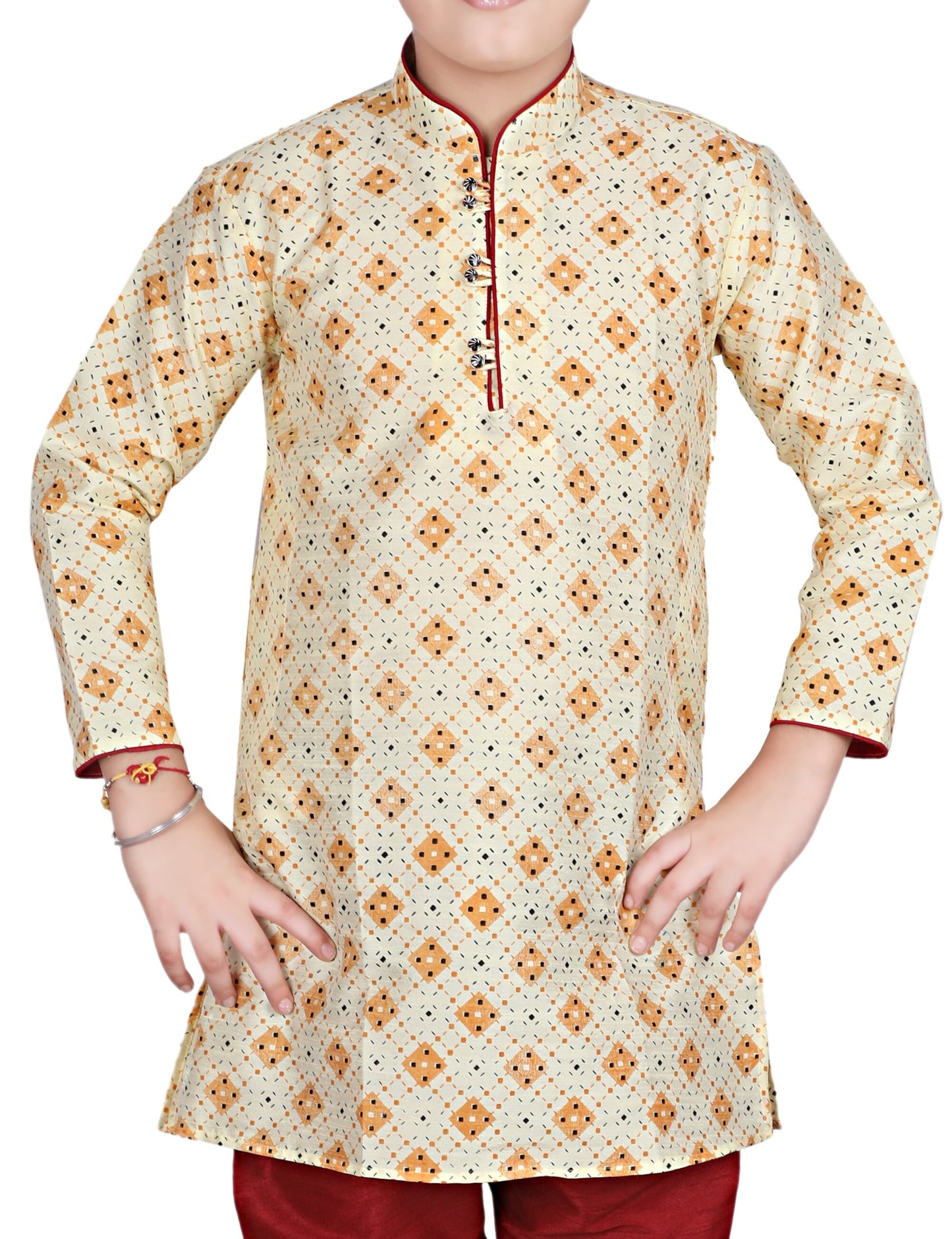 Pro Ethic Kids Kurta Pajama Set Silk Lemon s-149