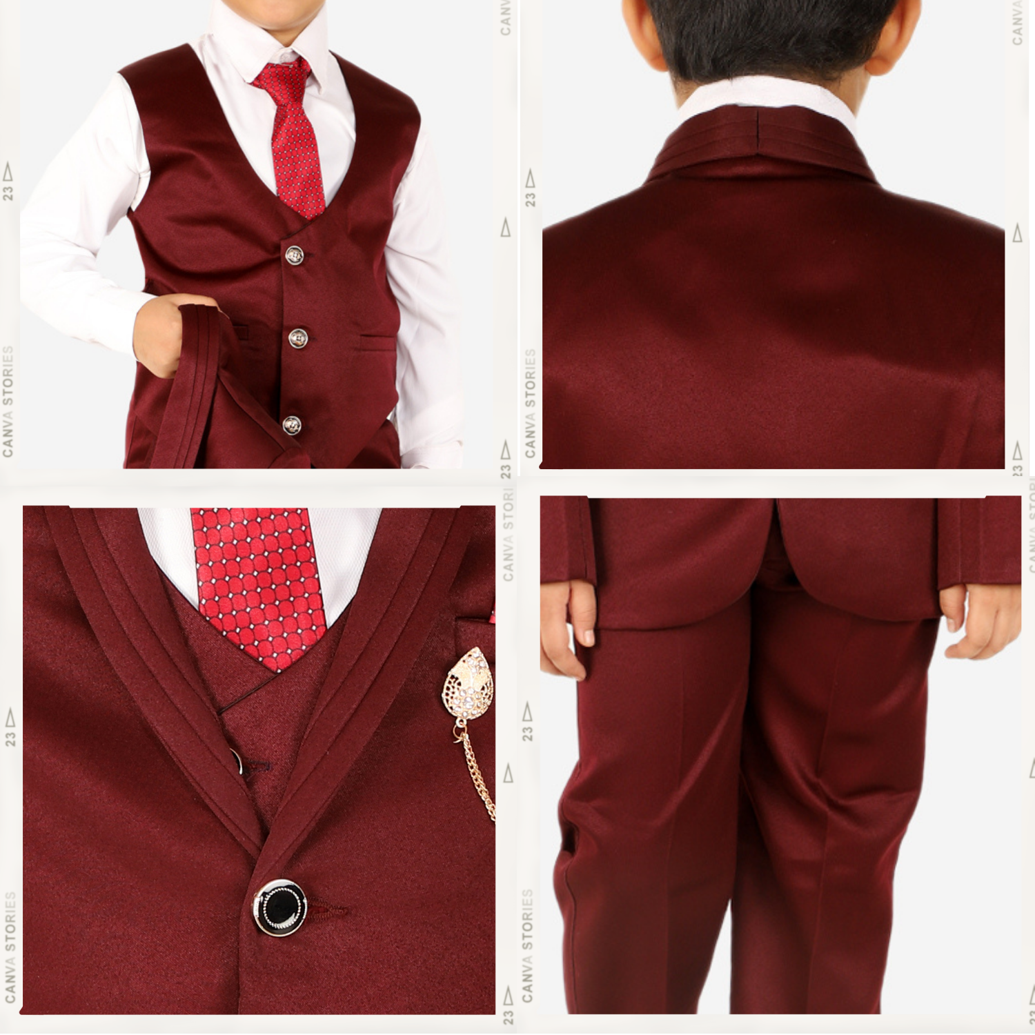 Pro Ethic Five Piece Suit For Boys Maroon T-128