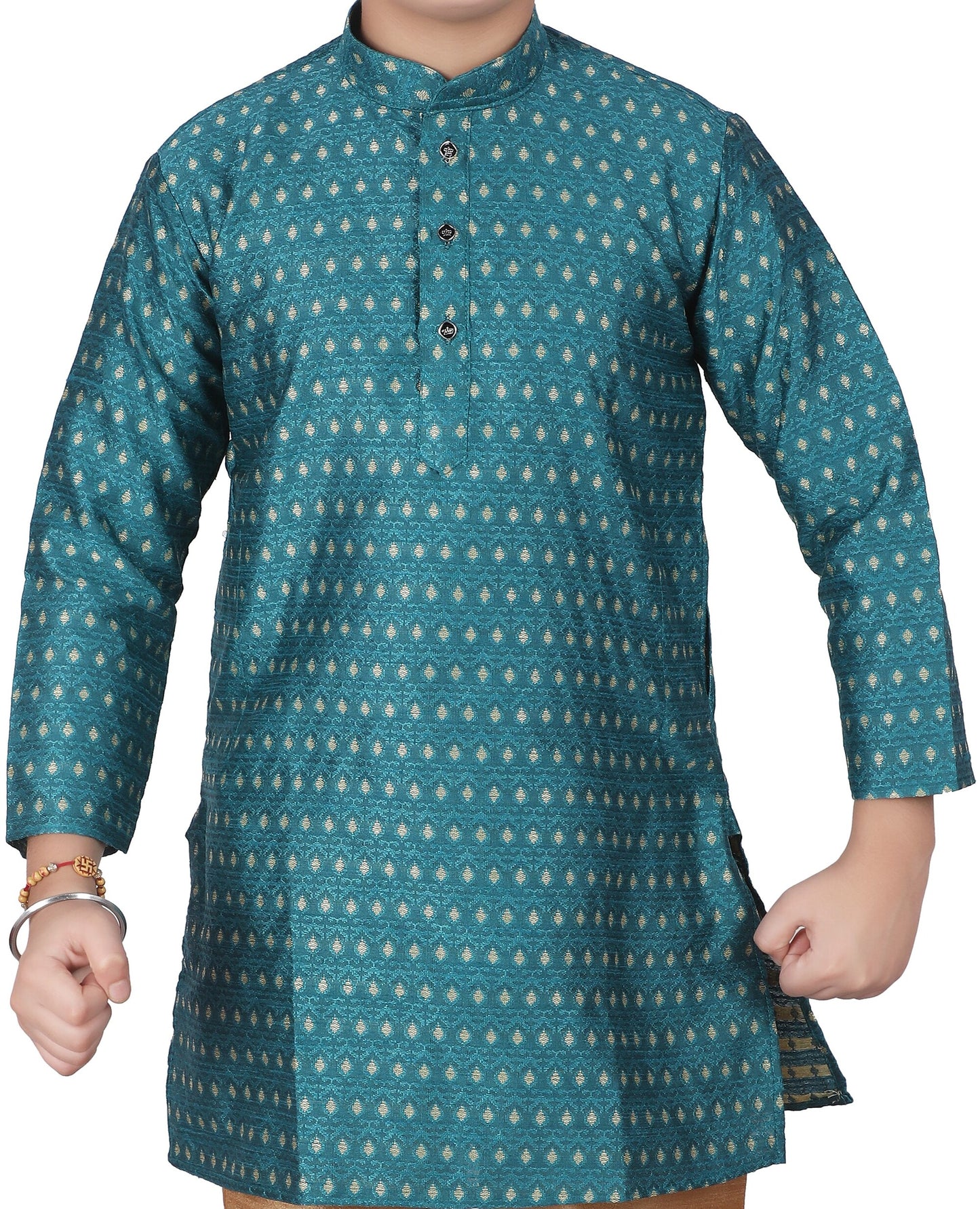 Pro Ethic Kids Kurta Pajama Set Silk Turquoise s-146