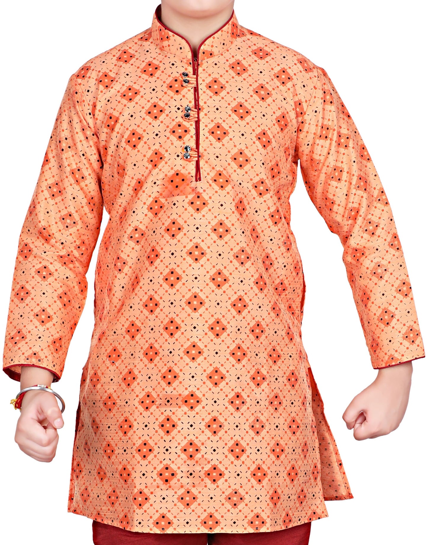 Pro Ethic Kids Kurta Pajama Set Silk Orange s-149