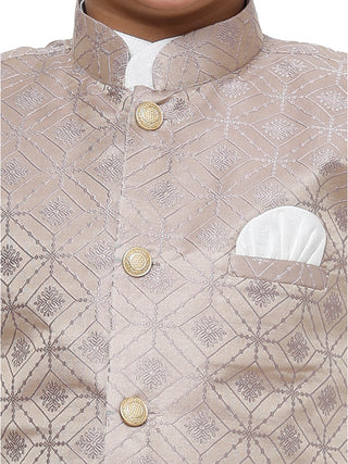 Pro Ethic Kurta Pajama For Boys With Waist Coat Silk Floral Pattern Purple (S-211)