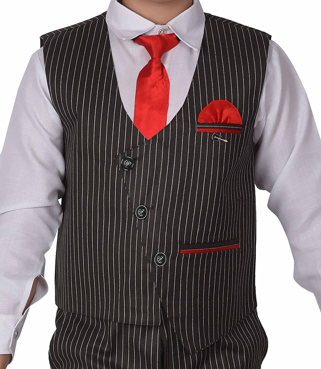 Pro Ethic Three Piece Suit For Boys Cotton Maroon Floral Print T-118