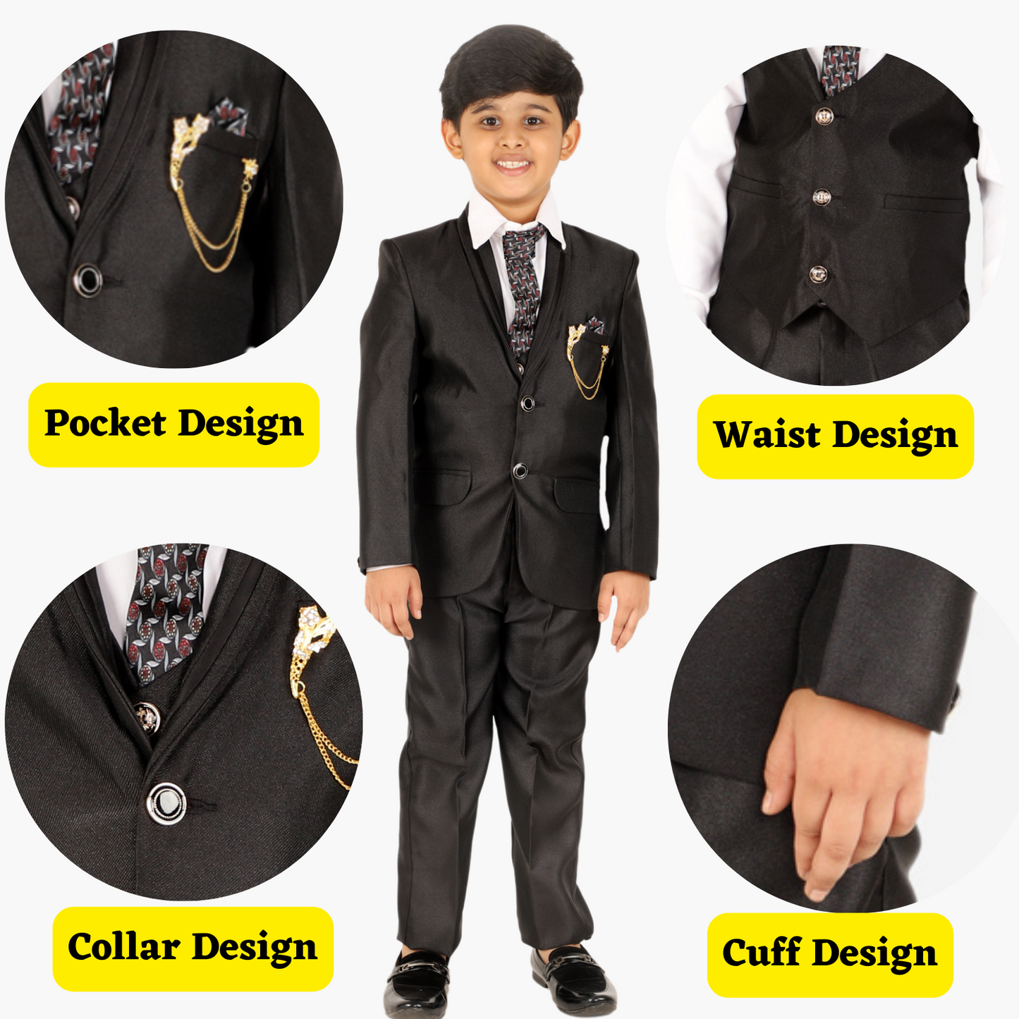 Pro Ethic Five Piece Suit For Boys Black T-127