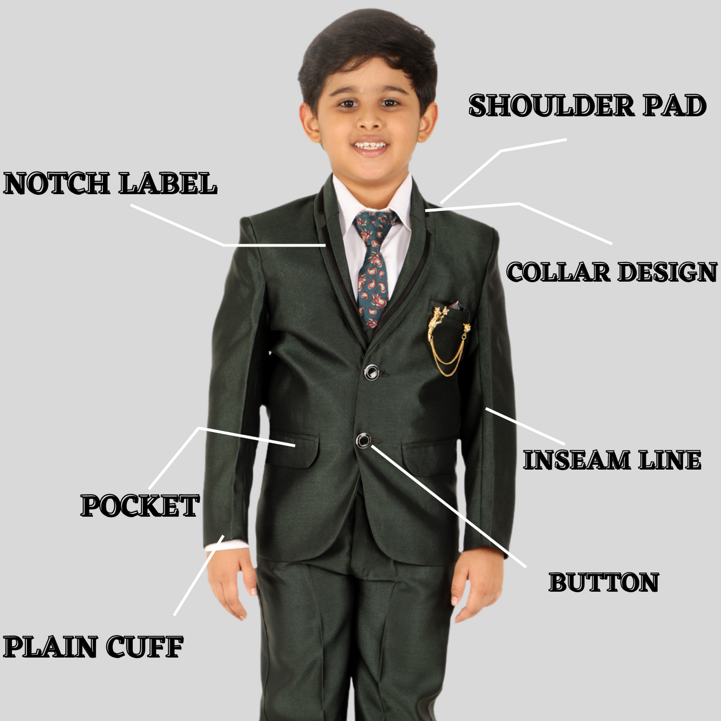 Pro Ethic Five Piece Suit For Boys Dark Green T-127