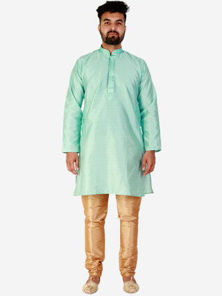 Pro Ethic Light Green Men's Kurta Pajama Silk Self Design (B-101)