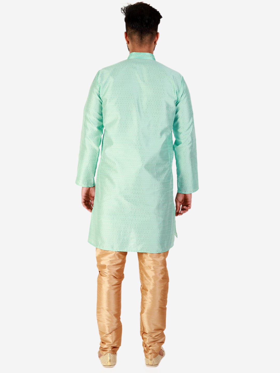 Pro Ethic Light Green Men's Kurta Pajama Silk Self Design (B-101)