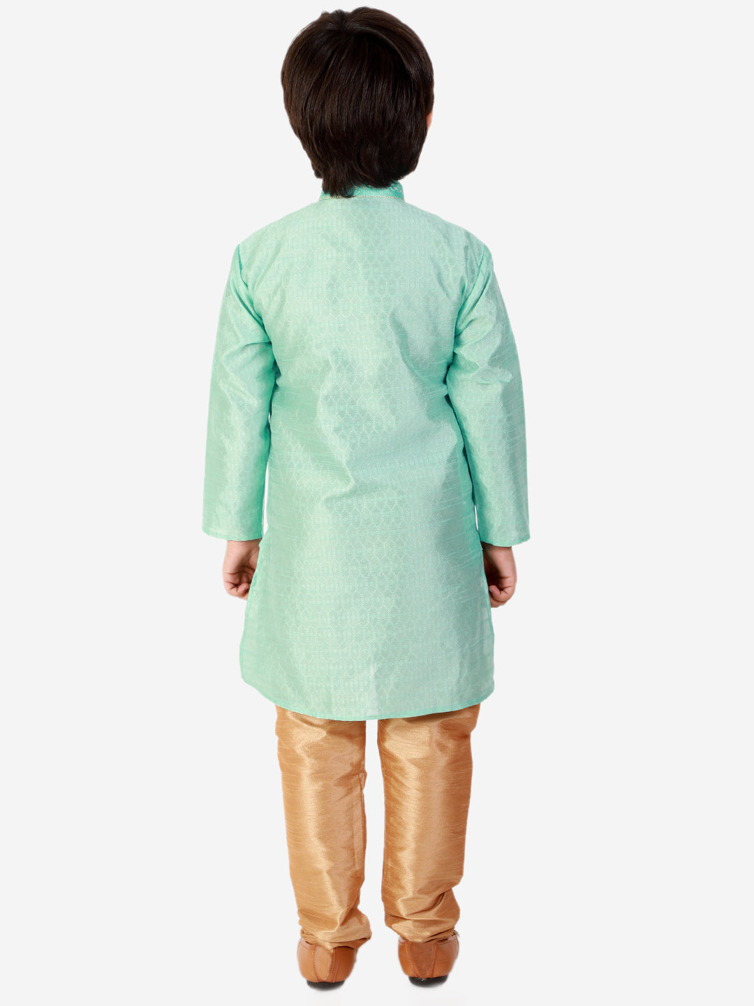 Pro Ethic Silk Kurta Pajama For Boys Light Green Self design S-156