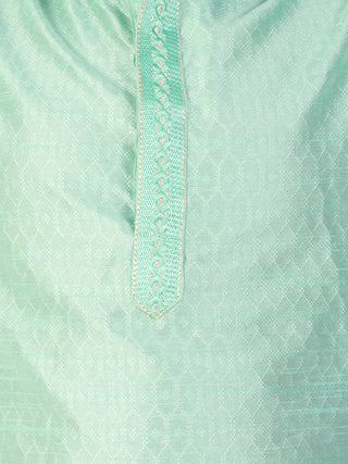 Pro Ethic Silk Kurta Pajama For Boys Light Green Self design S-156
