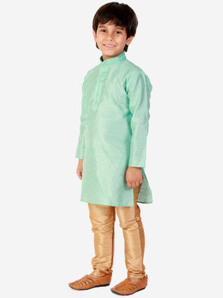 Pro Ethic Silk Kurta Pajama For Boys Light Green Self design S-156