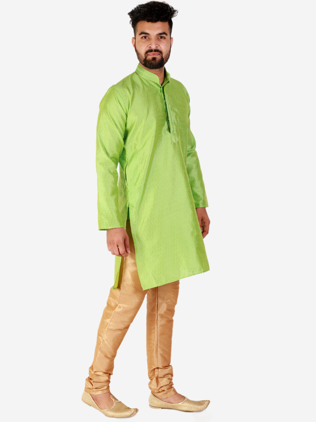 Pro Ethic Green Men's Kurta Pajama Silk Self Design(B-101)