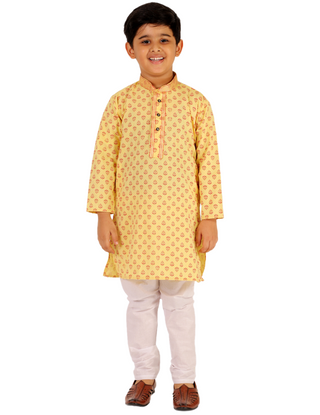 Pro Ethic Kurta Pajama For Boys Cotton Yellow (S-167)