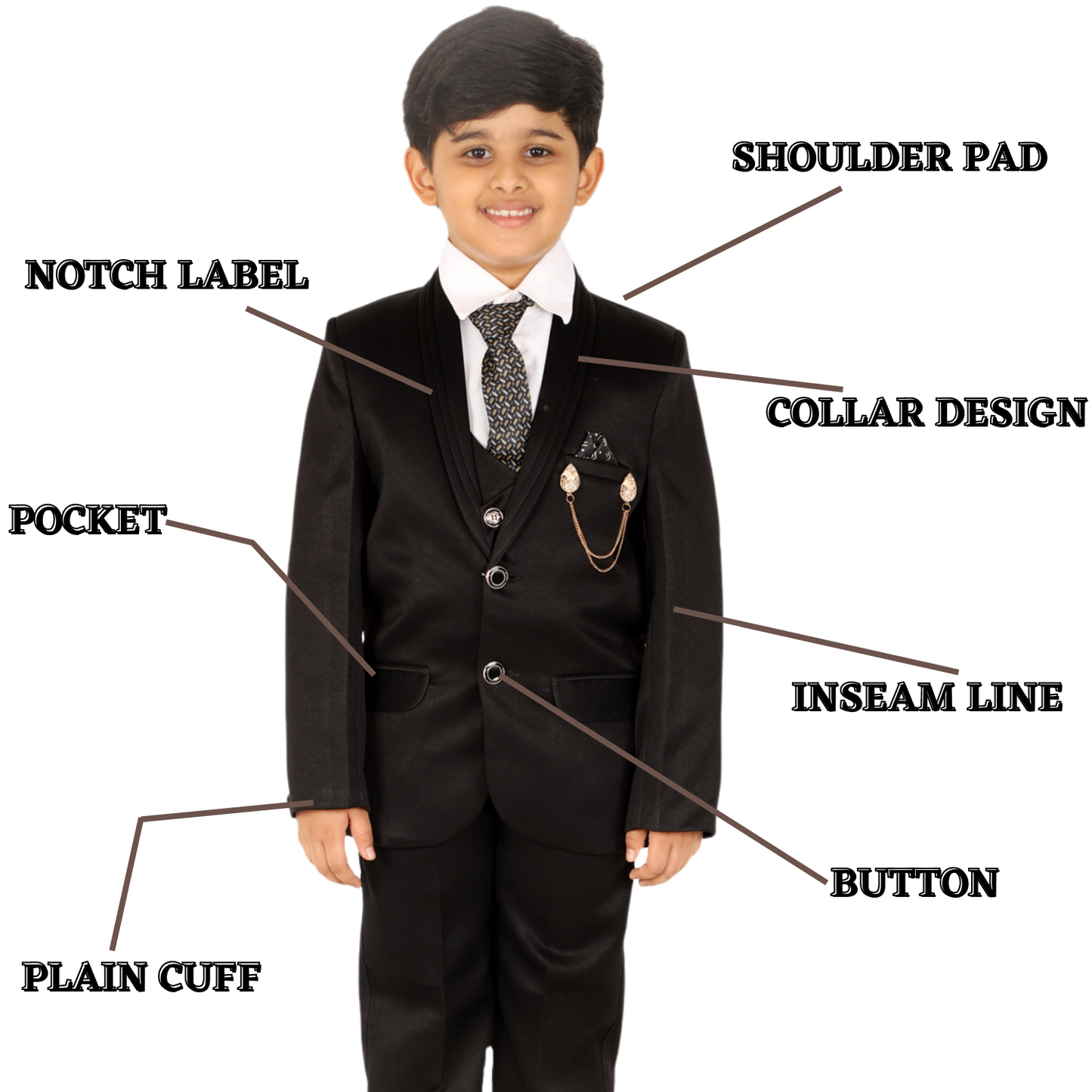 Pro Ethic Five Piece Suit For Boys Black T-128