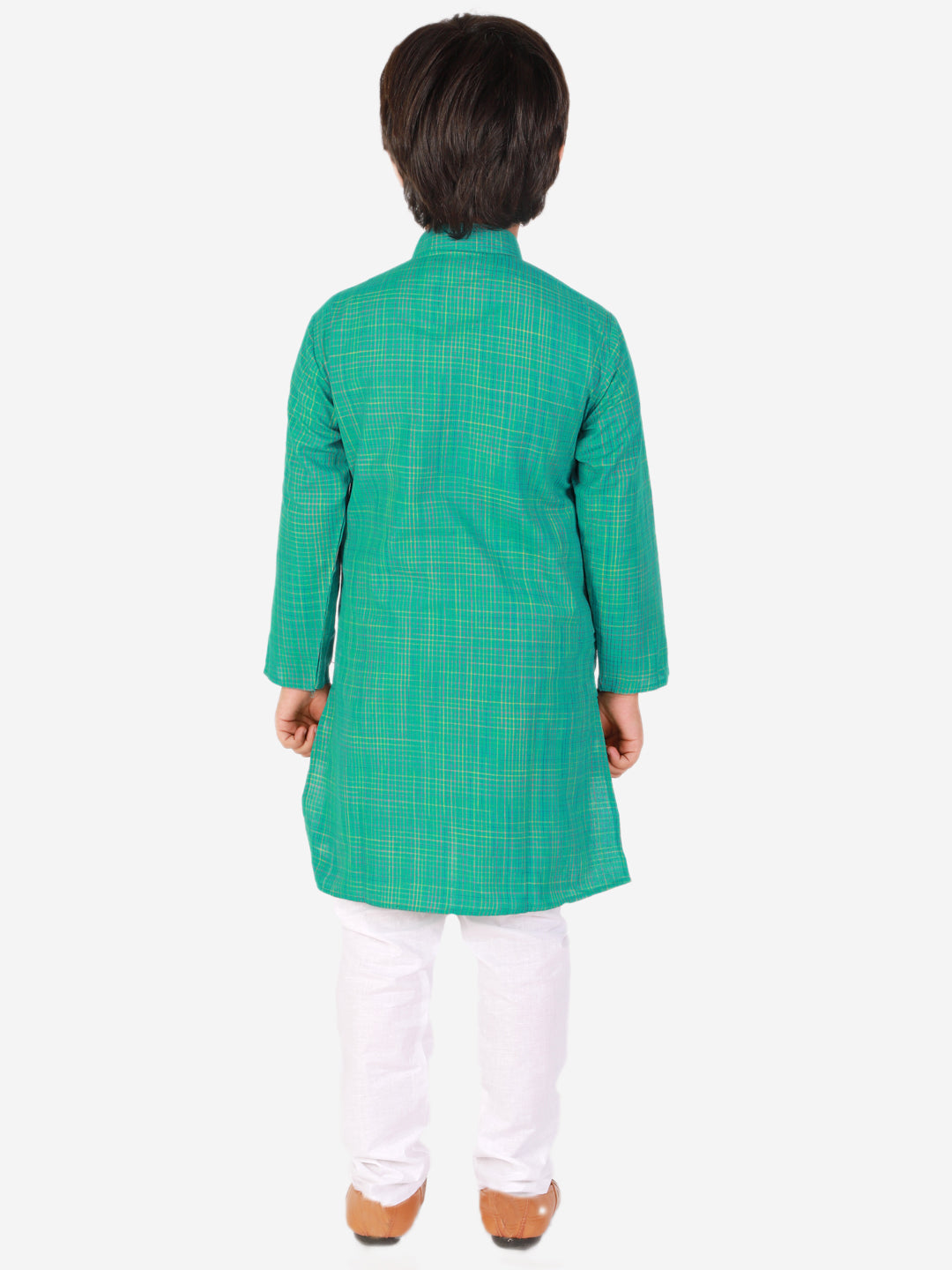 Pro Ethic Cotton Kurta Pajama For Boys Green Checked S-155