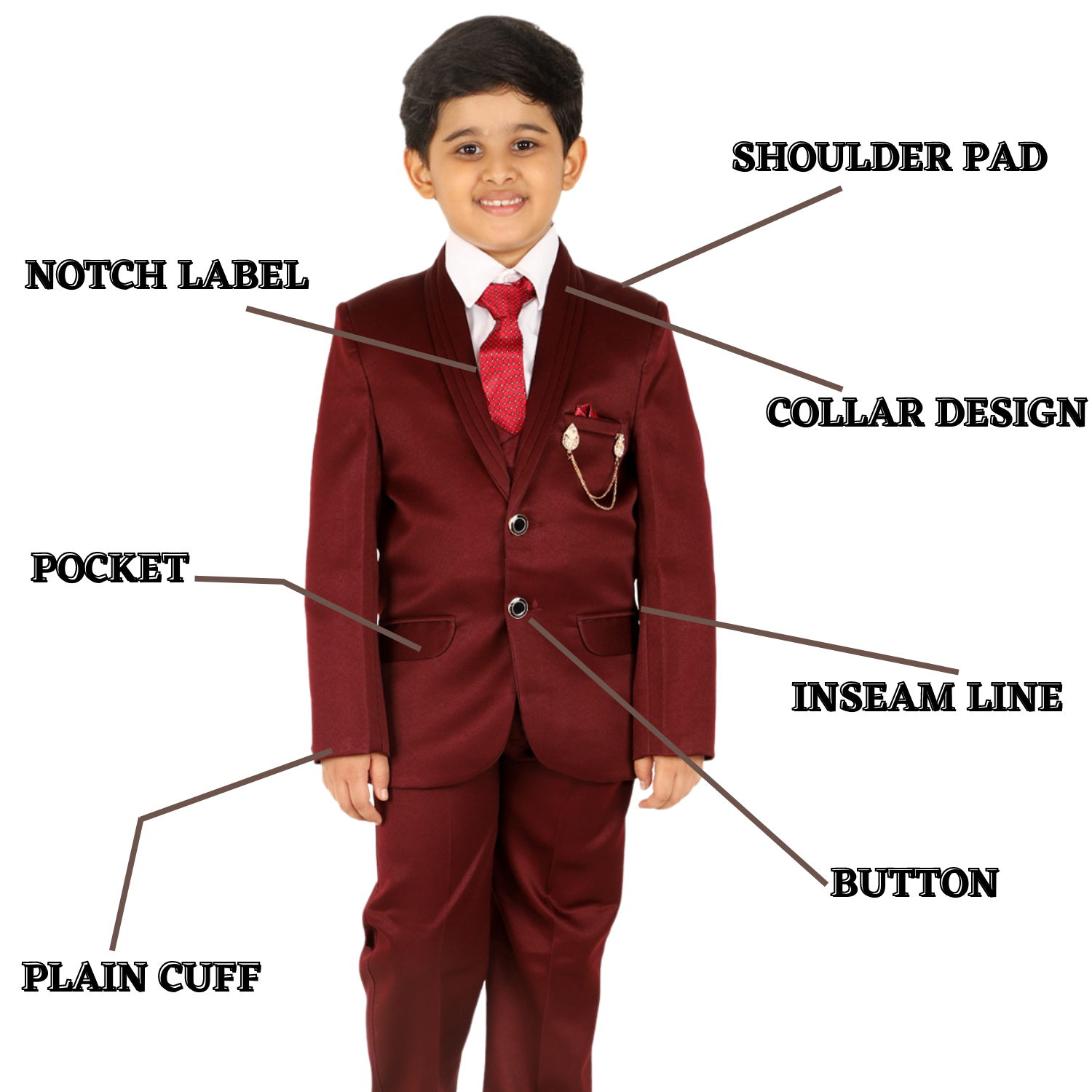 Pro Ethic Five Piece Suit For Boys Maroon T-128