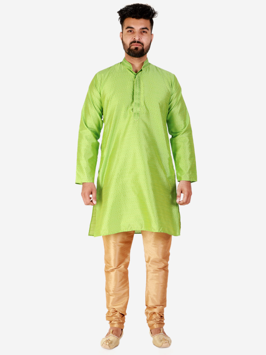 Pro Ethic Green Men's Kurta Pajama Silk Self Design(B-101)