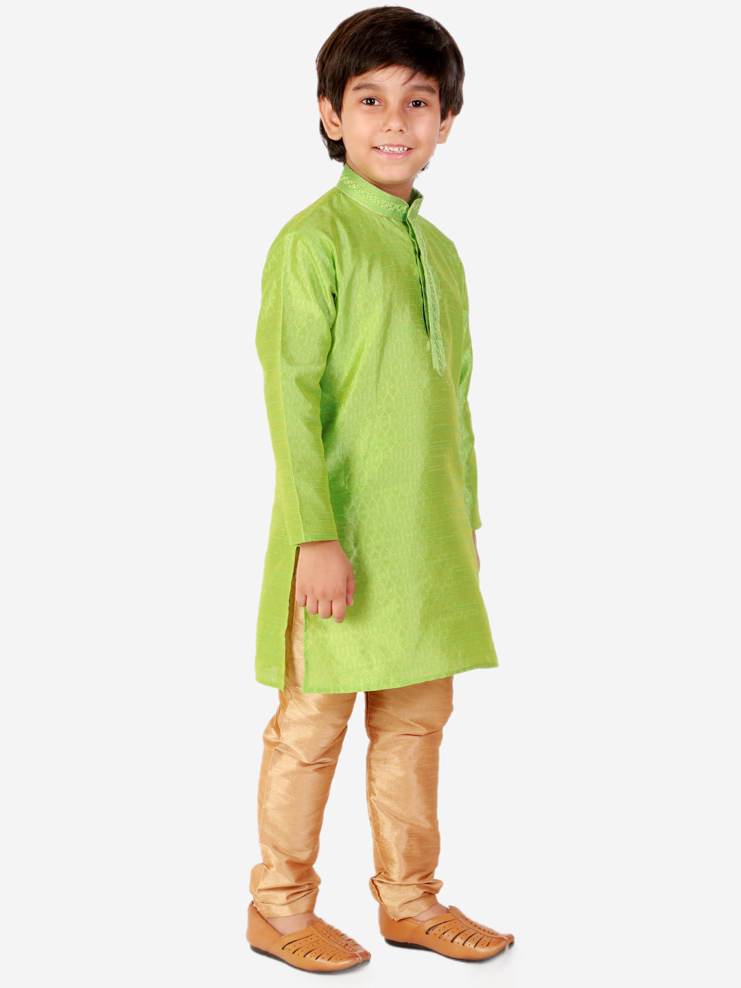 Pro Ethic Cotton Kurta Pajama For Boys Green Self design S-156
