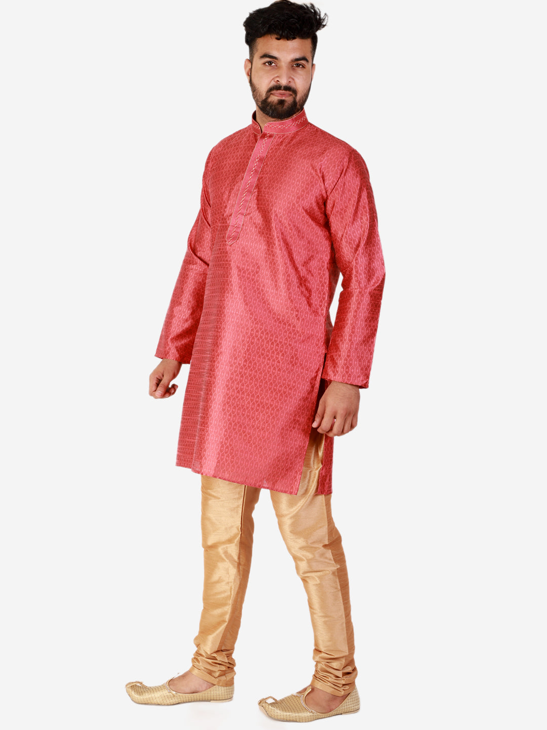 Pro Ethic Pink Men's Kurta Pajama Silk Self Design (B-101)