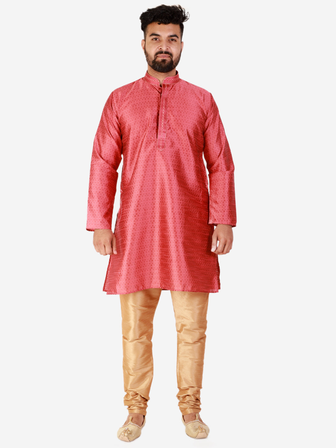 Pro Ethic Pink Men's Kurta Pajama Silk Self Design (B-101)