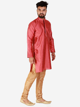 Pro Ethic Pink Men's Kurta Pajama Silk Self Design (B-101)