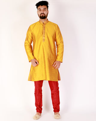 Mustard father and son same dress ethnic wear kurta pajama