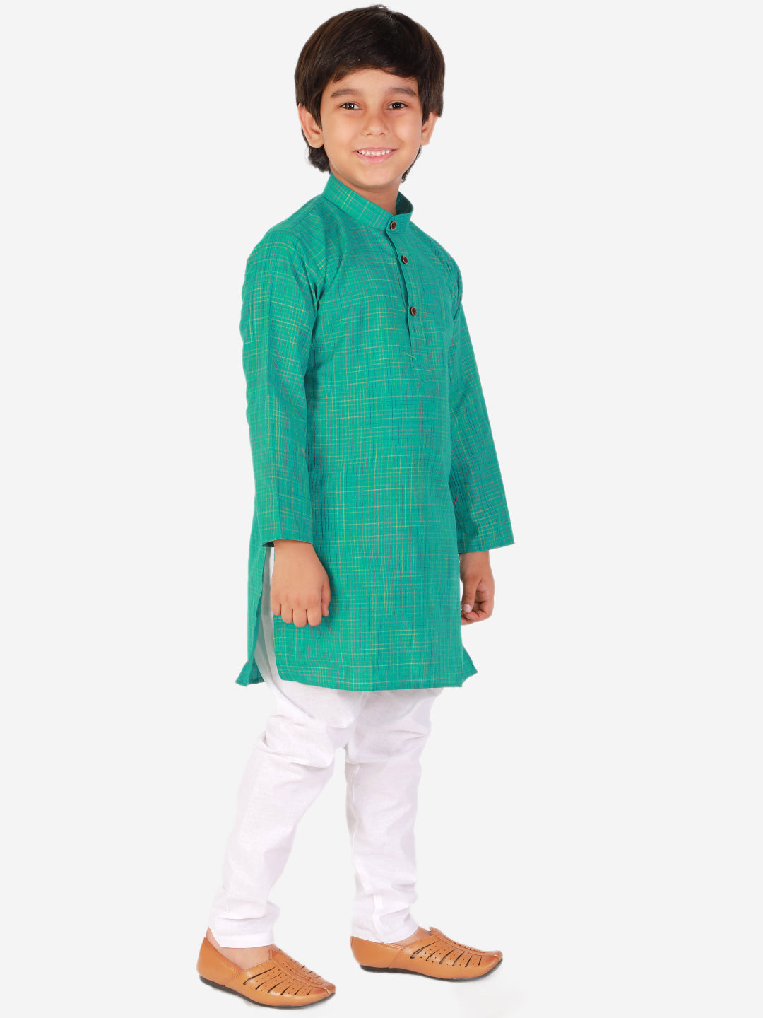 Pro Ethic Cotton Kurta Pajama For Boys Green Checked S-155