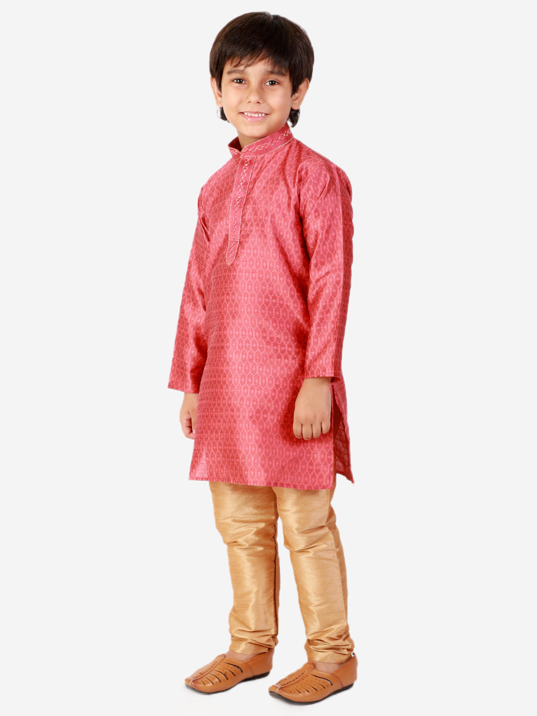 Pro Ethic Silk Kurta Pajama For Boys Maroon Self design S-156