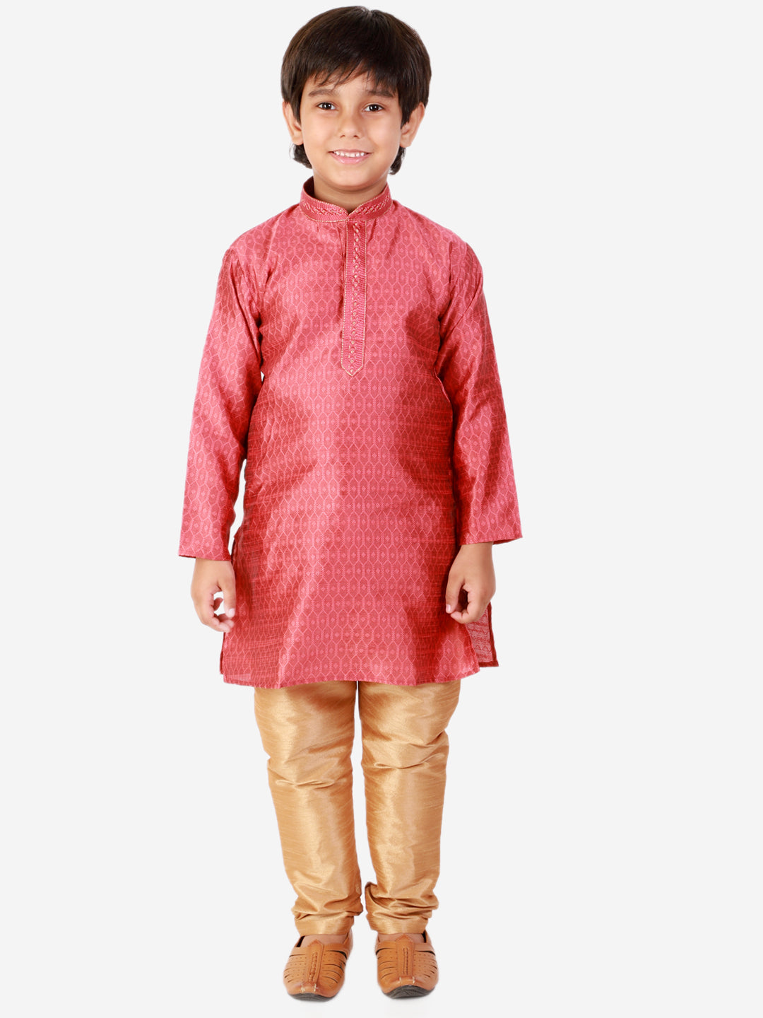 Pro Ethic Silk Kurta Pajama For Boys Maroon Self design S-156