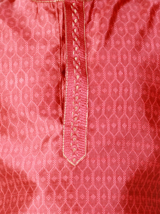 Pro Ethic Silk Kurta Pajama For Boys Maroon Self design S-156